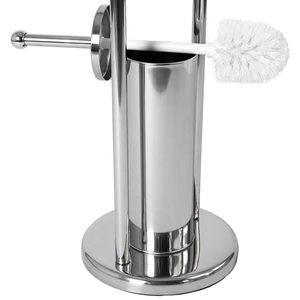 Porte-papier toilette en acier inoxydable avec support pour brosse, 22x80 cm, couleur argent, accessoire de salle de bain - Product Image 5