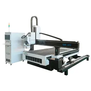 Mesin Ukir Kayu 3d 1325 4 Sumbu Cnc Router Atc Kabinet Dapur Kabinet Kayu Mesin Pembuat Pintu Spindel Ayunan 180 Derajat