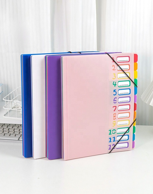 Rainbow Tab Expanding File Folder - 24 Pockets, Durable A4 Letter Size Organizer, Water-Resistant Plastic Dividers