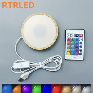 Alas Lampu 3D Kayu dengan <span class=keywords><strong>Diffuser</strong></span> RGB+ Warm White, Alas Lampu LED Kayu DIY untuk Lampu Meja Cetak 3D Bambu Lab - Product Image 3