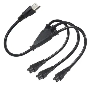 America standard USA ac Power Cord Splitter Outlet Saver us 3 pin to C5 3 ways Y Splitter Extension Power Cord for computer