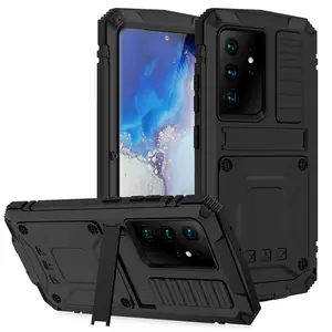 Vente flash - Étui en métal puissant, étanche, en aluminium, antichoc, avec support, en verre trempé pour Samsung Galaxy S22 Ultra / Plus - Product Image 1