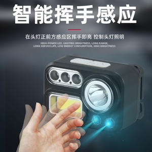 Linterna frontal LED negra portátil con sensor para uso en exteriores - Product Image 3