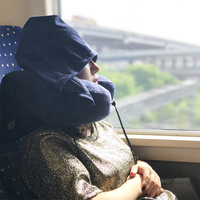 Oreiller de voyage gonflable à soutien parfait confortable 2025 avec housse en velours doux et sac à cordon portable