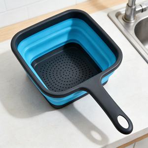 Cesta de drenaje cuadrada plegable de silicona, colador de cocina con almacenamiento, colador de silicona plegable, ¡la más vendida! - Product Image 2