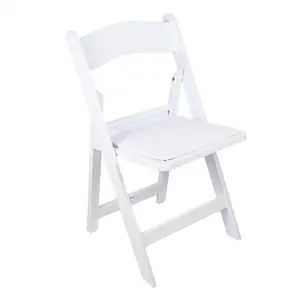 Açık istiflenebilir bahçe katlanabilir sandalyeler düğün olay için yastıklı plastik beyaz reçine katlanır sandalye olaylar