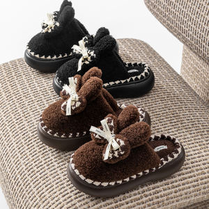 Chaussons en coton à semelle épaisse EVA avec nœud papillon, doublure en peluche, style Baotou, vente en gros directe usine - Product Image 4