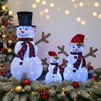 Nouvel ensemble de 3 figurines de bonhomme de neige LED pliables en fer, étanches IP44, écologiques, classiques, pour décoration de jardin extérieur de Noël 2026