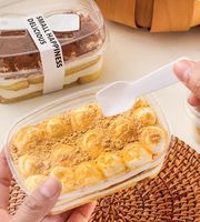 Vaso Rectangular Transparente para Postre con Cuchara y Tapa Alta, Caja Desechable de Plástico para Mousse y Pastel, Ideal para Fiestas y Catering