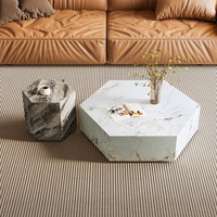Table basse italienne en pierre brûlée table basse hexagonale design SLATE