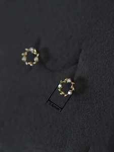 Pendientes de Oro de 9K con Mini Moissanita Certificada IGI, Estilo Coreano de Moda 2025, Venta al Por Mayor para Adolescentes KJ431 - Product Image 4