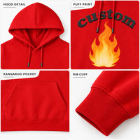 Sweat-shirt à capuche oversize personnalisé avec imprimé flamme, unisexe, streetwear, en mélange de coton épais, pour OEM ODM