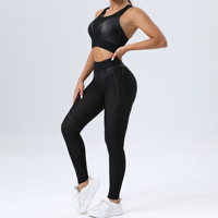 Ensemble de yoga 2 pièces : Soutien-gorge de sport en maille patchwork et pantalon push-up, ensemble deux pièces de fitness pour femme, tenue de sport moulante et tendance pour le cyclisme