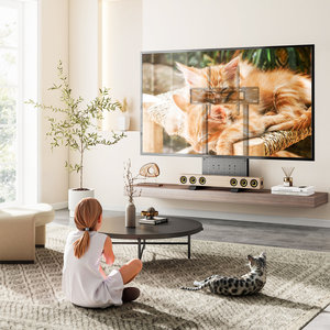 Support TV de table en acier pour téléviseurs de 42 à 90 pouces, capacité de charge de 70 kg, réglage en hauteur, rangement, crochets pour panneau perforé, support double colonne pour enceintes - Product Image 6