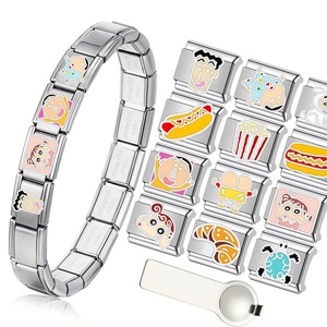 Pulsera Modular Personalizable de Acero Inoxidable Italiano de 9mm con Dijes de Moda, Diseño DIY de Dibujos Animados para Bebés, Venta al por Mayor - Product Image 1