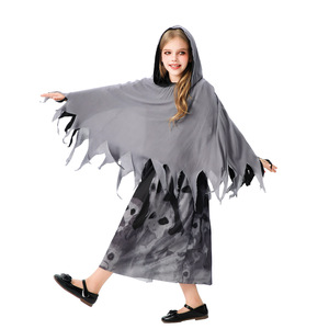Cape de déguisement d'Halloween pour enfants, Robe de Grim Reaper, Costume amusant de grand-mère, Tenue de scène pour fête costumée - Product Image 5