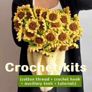 2025 Crochet hoa chăn đan Kit với hướng dẫn hướng dẫn bó hoa hướng dương chăn món quà mới lạ - Product Image 2