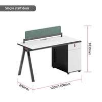 Poste de travail moderne Liyu Open Space pour 2 personnes, table de bureau en bois avec cloison extensible