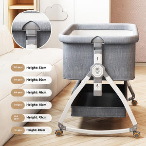 <span class=keywords><strong>Lit</strong></span> bébé moderne en métal avec grand rangement inférieur, design respirant et anti-moustiques pour bébés de 0 à 3 ans - Product Image 5