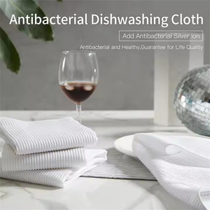 Torchon en microfibre blanc pur personnalisé Style moderne doux sans peluches réutilisable forte capacité de nettoyage Serviette de lavage de cuisine nettoyage - Product Image 4