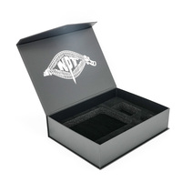 Caja de Regalo Magnética Personalizada Estilo Libro Negro, Empaque de Lujo con Superficie Laminada Antiarañazos, con Inserto de Terciopelo o Flocado