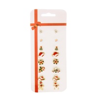 Boucles d'oreilles clous Père Noël et clochettes de sapin, lot de 8 paires sur carte, pour femme
