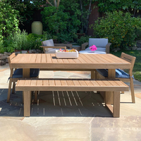 Tables et chaises en teck haut de gamme pour l'extérieur, ensemble moderne pour patio, jardin, balcon, hôtel, villa, résistant à l'eau