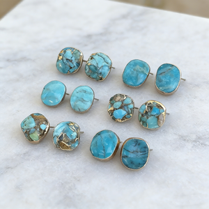 LS-B1160 Amazing Raw Green <strong>Turquoise</strong> <strong>Earring</strong> Gemstone <strong>Earring</strong> Natural Stone <strong>Stud</strong> <strong>Earring</strong> Cheap Wholesale - Product Image 2
