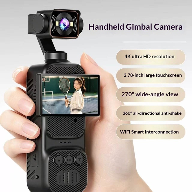 Morning Journey DV07S 2026 New-Model Handheld Gimbal Camera 4K Ultra-Clear Portable Outdoor Sports Image Stabilization 5 Hours
