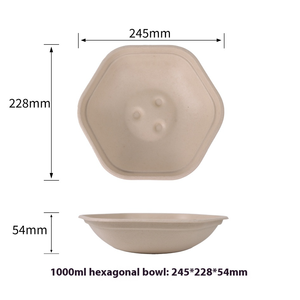 Sinh thái thân thiện 750/1000ml dùng một lần salad Bowl compostable bã mía lục giác Takeaway Poke Bowl với nắp - Product Image 6