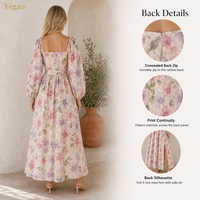 Robe longue d'été Yegao pour femme en tissu tissé, taille naturelle, imprimé floral, silhouette trapèze, service OEM écoresponsable