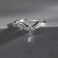 Bijoux fins 925 argent Sterling ange larme aile bague réglable pour les femmes conception symbolique élégante