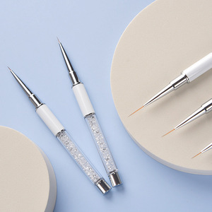 Ensemble de pinceaux liner pour nail art en poils synthétiques blancs avec couvercle, stylos de peinture pour gel polish pour la décoration des ongles - Product Image 2