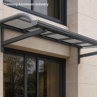 Auvent mural cantilever en aluminium, manuel, écologique, durable, style architectural moderne, pour entrée de porte d'entrée