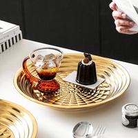 Assiette de service ronde en acier inoxydable 304, empilable, en métal argenté, pour mariage, banquet, buffet - Vente en gros