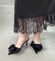 Prix d'usine chaussures sexy avec nœud bout pointu dames mules à talons aiguilles pantoufles talons personnalisés pour femmes avec logo