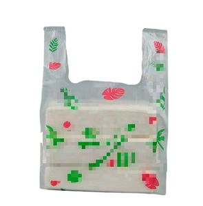 Paquete de compras reciclado biodegradable transparente Bolsas de compras con asa de chaleco de plástico para comestibles - Product Image 6