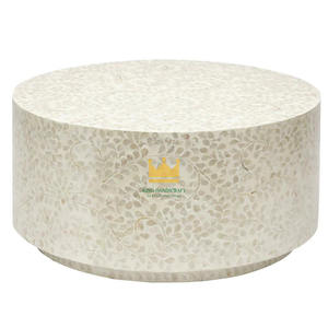 Mesa de Centro Moderna de Lujo con Incrustaciones de Madreperla Blanca para Sala de Estar, Muebles para el Hogar a Precio Económico - Product Image 1