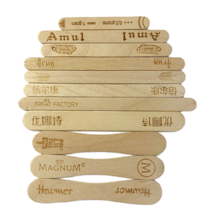 Logo damgası kazınmış sürdürülebilir ahşap buzlu dondurma sopa karıştırma çubuğu - Product Image 1