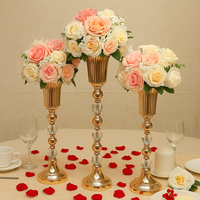 Vase à fleurs en métal doré haut de gamme, centre de table pour banquets d'hôtel, mariages, événements