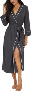 <span class=keywords><strong>Vestaglia</strong></span> di Lusso in Raso per <span class=keywords><strong>Donna</strong></span>, Morbido Accappatoio Lungo con Cintura <span class=keywords><strong>e</strong></span> Tasche, Scollo a V, Maniche 3/4, Abbigliamento da Casa <span class=keywords><strong>e</strong></span> Notte - Product Image 2