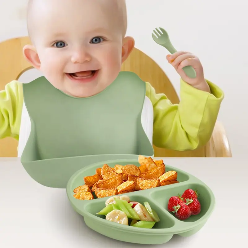 Vaisselle en Silicone pour bébé, vente en gros, sans BPA, vaisselle pour enfants, plats, assiettes, bol, produits d'alimentation pour bébé