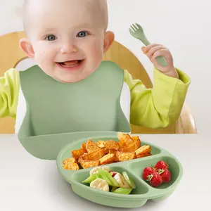 卸売カスタマイズBPAフリー幼児シリコンベビー食器キッズダイニング皿プレートボウルベビー給餌製品