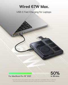 Para Nomos 8 en 1 <span class=keywords><strong>67W</strong></span>, <span class=keywords><strong>Cargador</strong></span> Inalámbrico Magnético Certificado de 15W, 3AC 4USB, Enchufe Plegable Desmontable, Cable Trenzado Delgado - Product Image 4