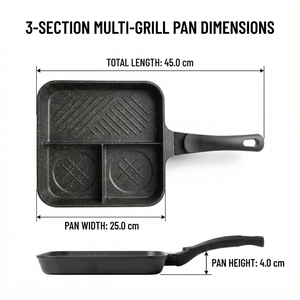 E-Top - Sartén para Asar de Aluminio Fundido a Presión con Logotipo Personalizado al por Mayor, OEM, 3 Secciones Divididas, Antiadherente, 3 en 1, para Desayuno - Product Image 3