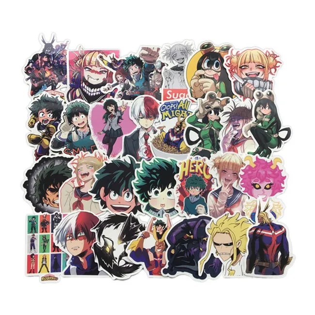 Stiker PVC Bagasi Dekoratif Kualitas Tinggi Stiker Anime Tahan Air Kartun Manga Jepang My Hero