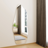Miroir pleine longueur irrégulier, miroir de sol asymétrique, forme organique sans cadre pour chambre à coucher, salon, décoration intérieure, vente en gros