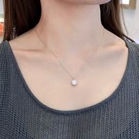 Pendentif Tournesol en Diamant de Laboratoire 0,5 ct, Diamant de Laboratoire CVD HPHT Taille Brillant 2,5 mm, Or Massif 18 carats, Collier pour Femme
