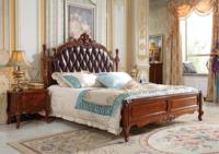Ensemble de meubles de chambre à coucher de luxe, style royal français classique, en bois de hêtre, avec feuille d'or et tissu italien, lit double antique hypoallergénique