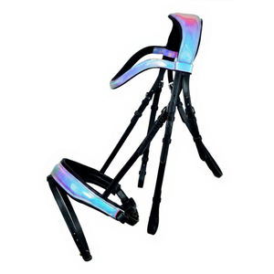 Têtière en cuir holographique avec sangles noires, confortable et réglable, avec frontal zigzag, de haute qualité pour l'équitation - Product Image 1
